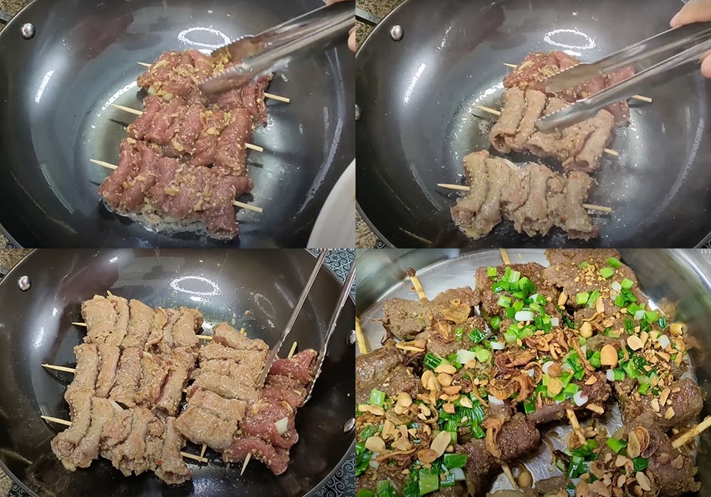 Các bước làm bò lụi xiên nướng
