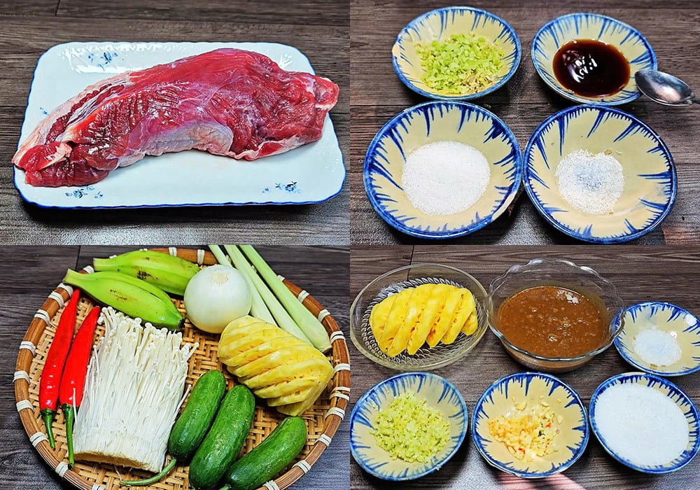 Nguyên liệu làm bò nhúng dấm