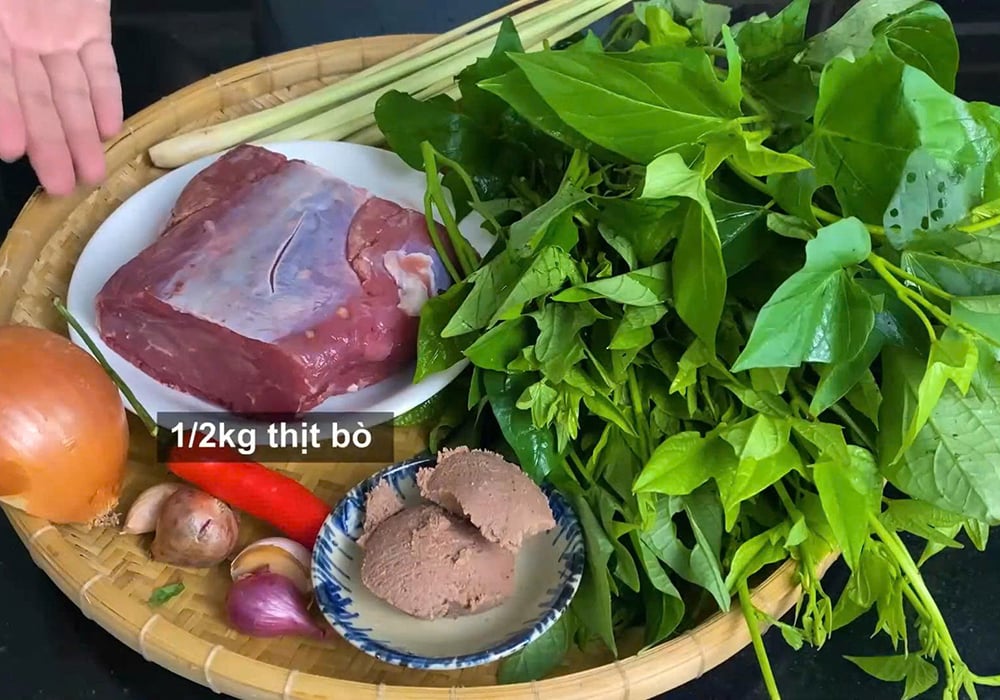 Nguyên liệu làm bò nhúng mắm ruốc