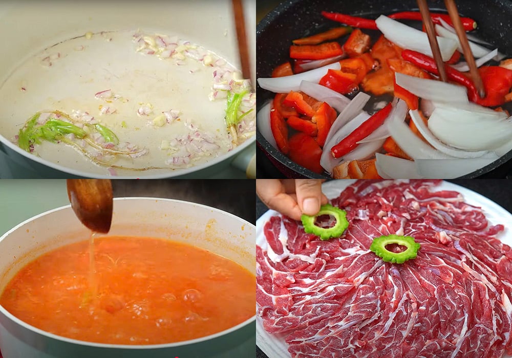 Các bước làm bò nhúng ớt