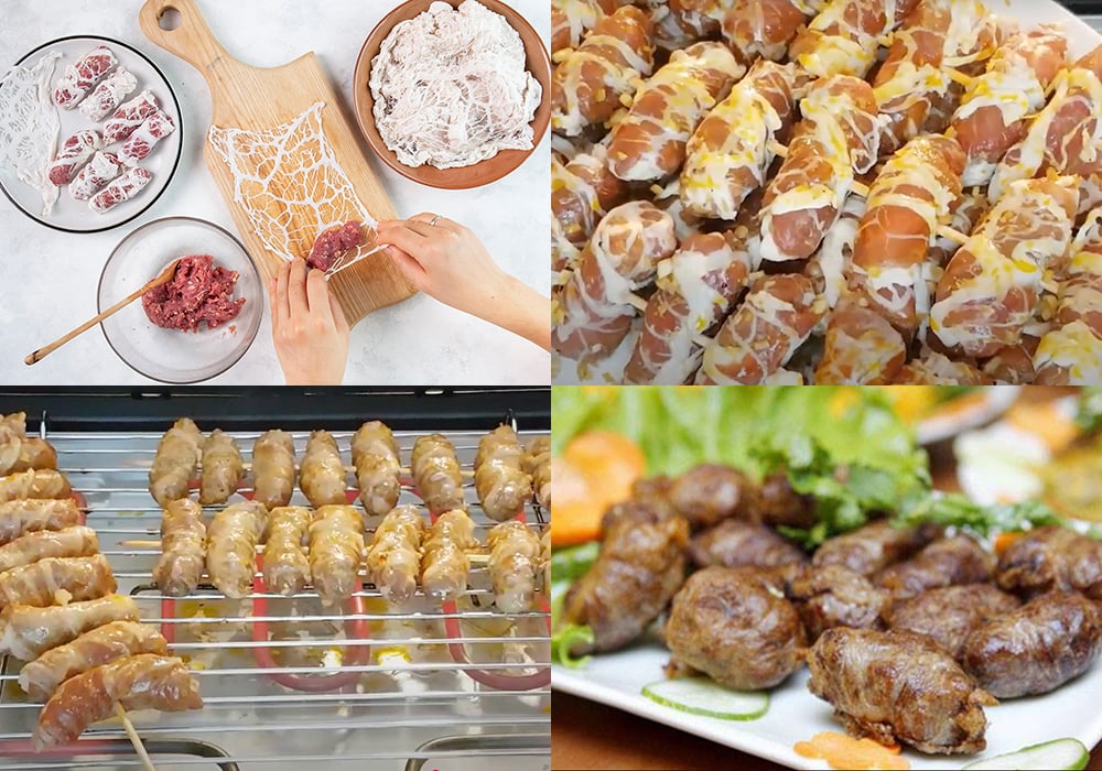 Các bước làm bò nướng mỡ chài