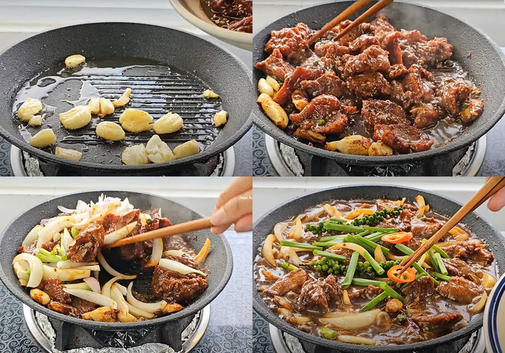Các bước làm bò sốt tiêu xanh