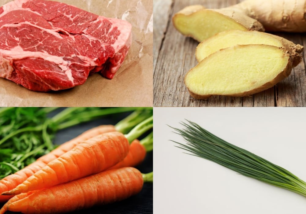 Nguyên liệu làm bò xào gừng