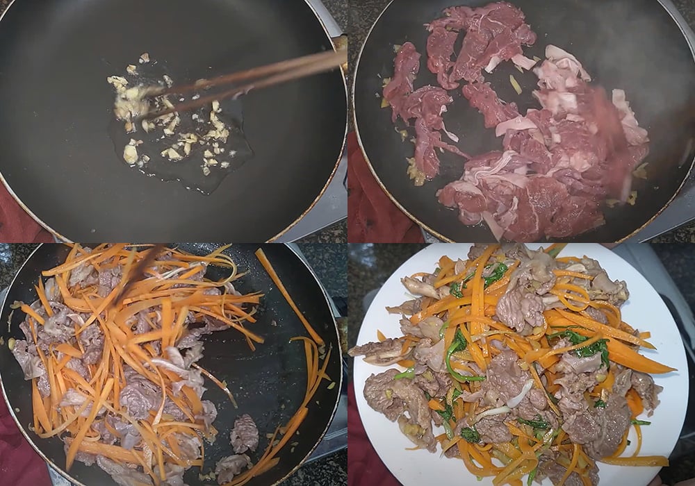 Các bước làm thịt bò xào gừng