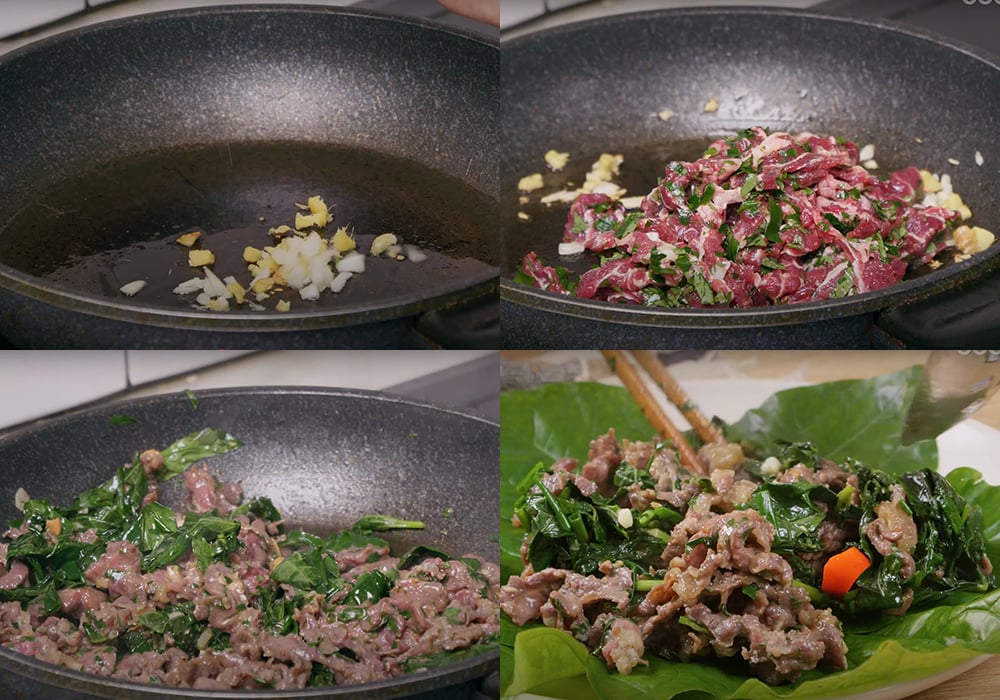 Các bước làm bò xào lá lốt