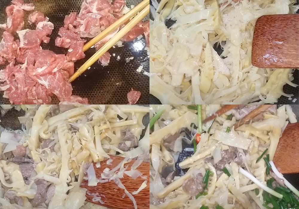Các bước làm bò xào măng chua