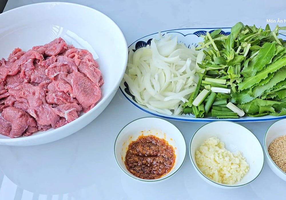 Nguyên liệu làm bò xào sa tế