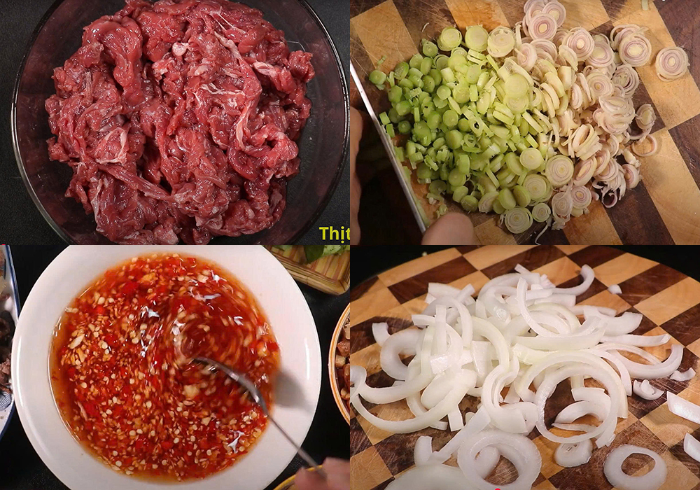 Nguyên liệu làm bún bò Nam Bộ