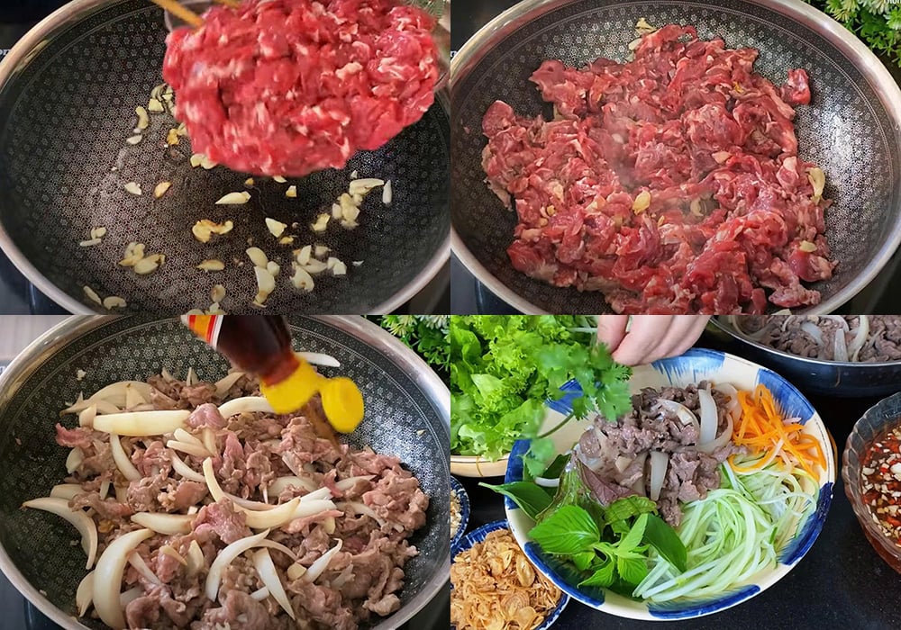 Các bước làm bún bò xào