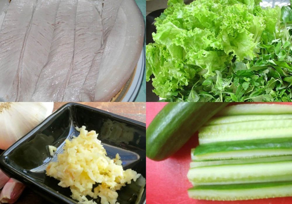 Nguyên liệu làm phở cuốn thịt heo