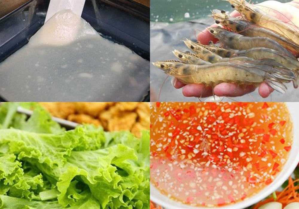 Nguyên liệu làm phở cuốn tôm