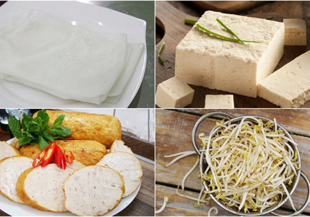 Nguyên liệu làm phở cuốn chả chiên
