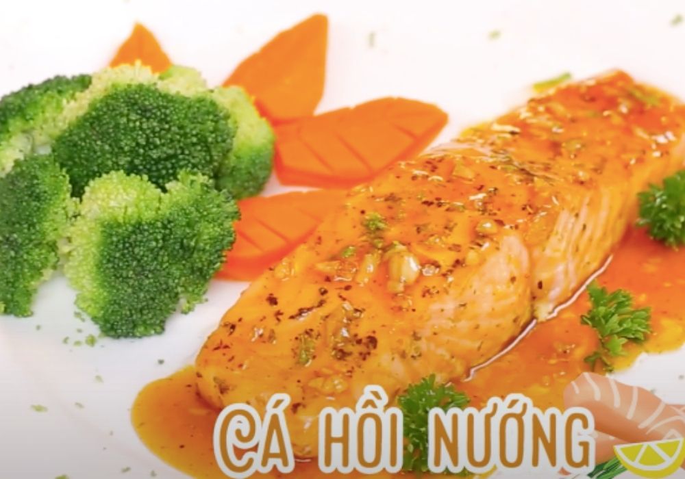 Cá hồi nướng sốt bơ tỏi chanh thơm ngon