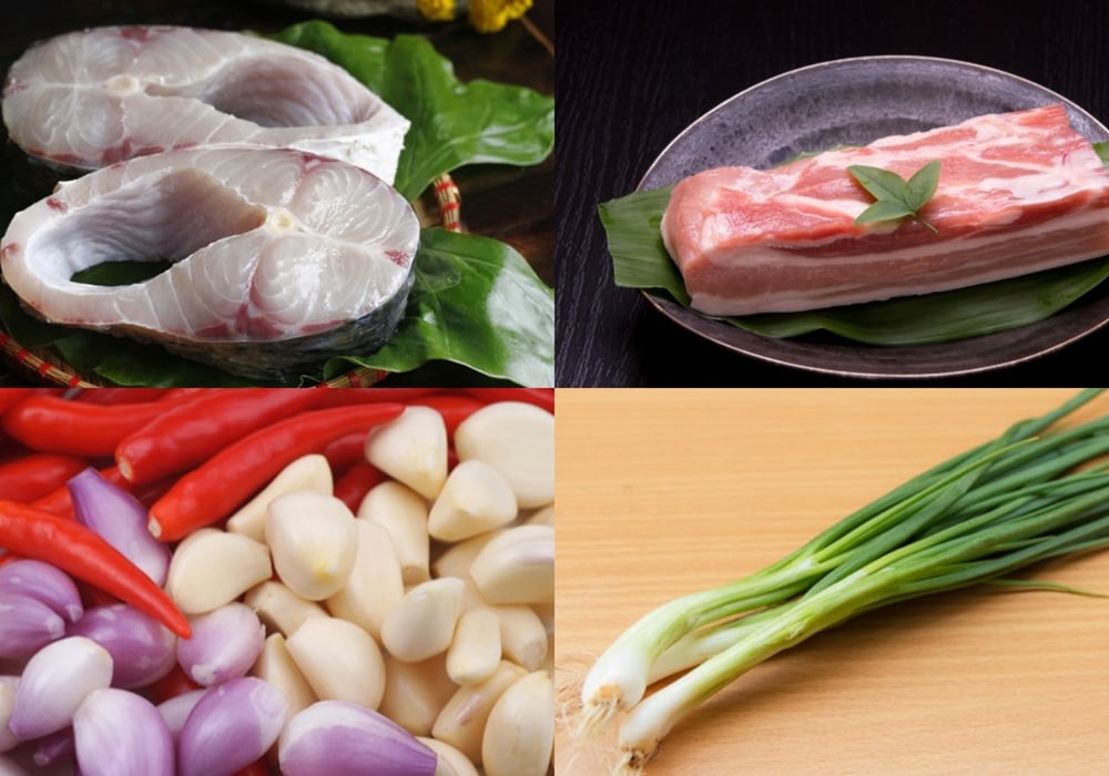 Nguyên liệu làm cá trắm kho thịt ba chỉ