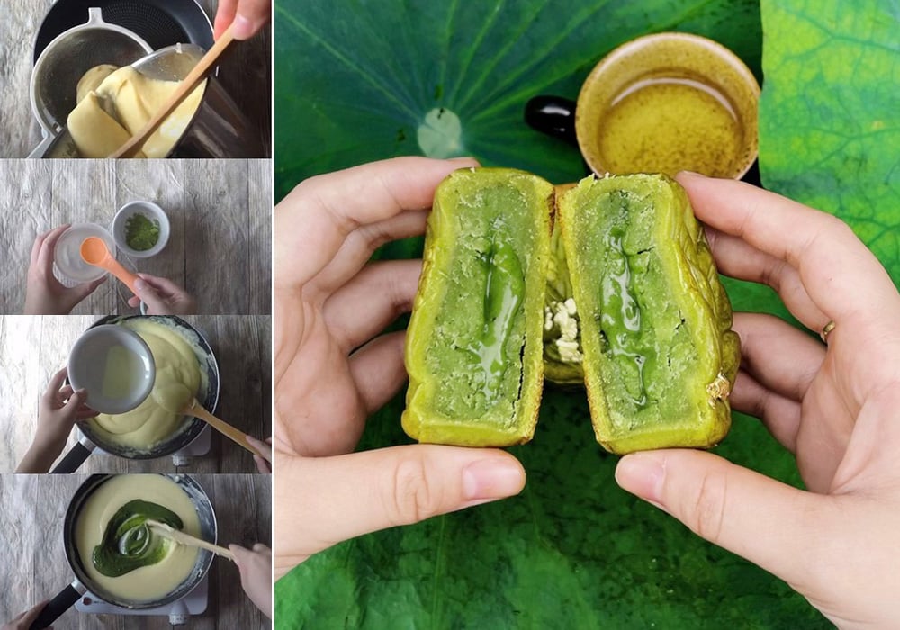 Bánh trung thu nhân matcha mang hương vị đặc trưng của trà xanh