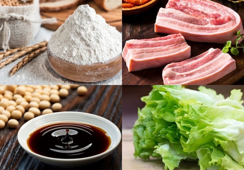 Nguyên liệu làm bánh bao kẹp thịt