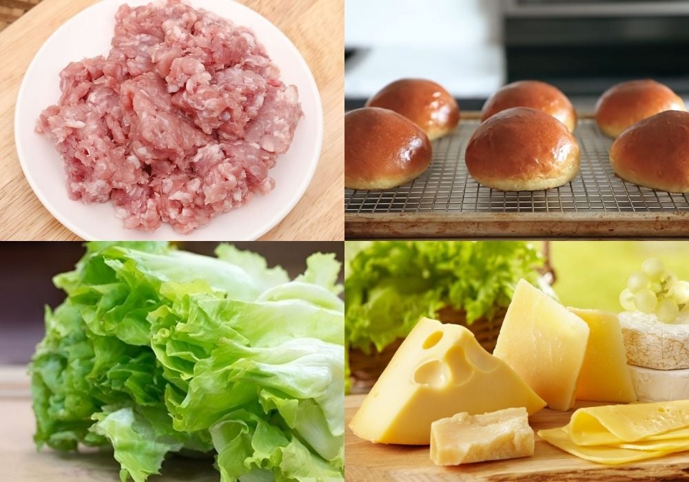 Chuẩn bị nguyên liệu làm bánh hamburger heo