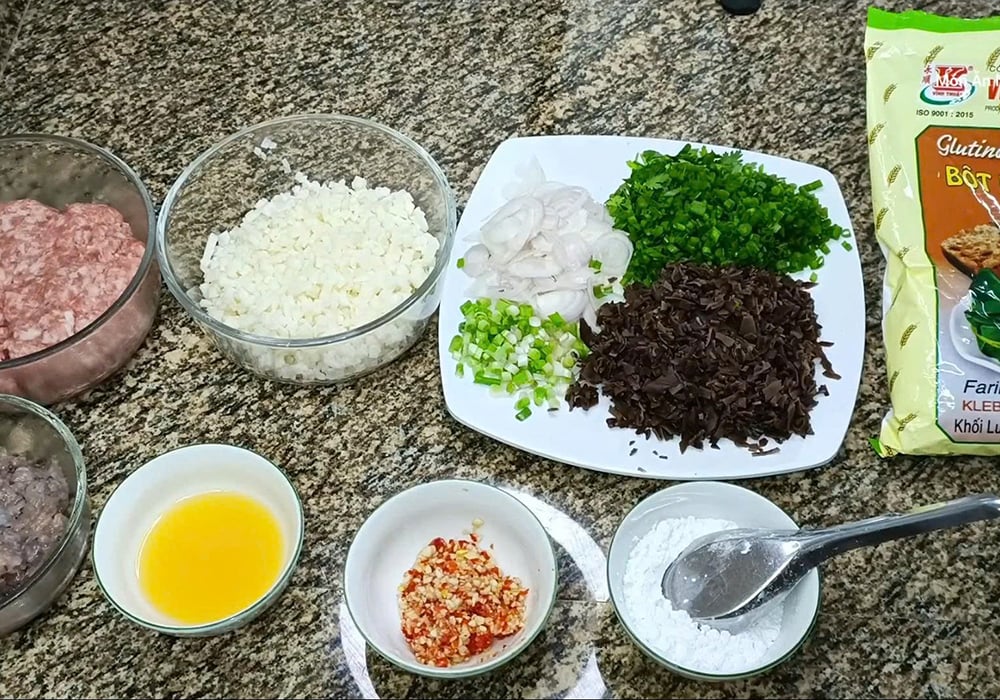 Nguyên liệu làm bánh ít nhân tôm thịt