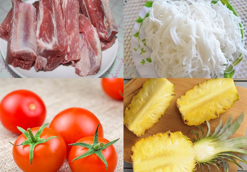 Nguyên liệu làm bún sườn chua
