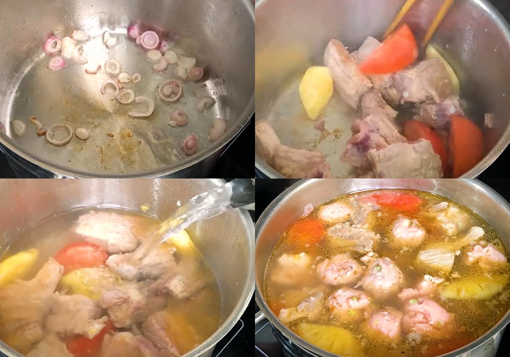 Các bước làm bún sườn chua