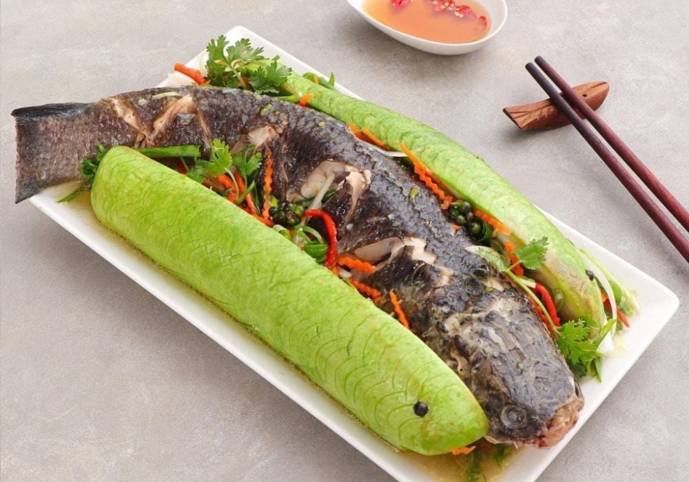 Cá lóc hấp bầu