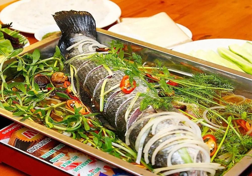 Cá lóc hấp sả