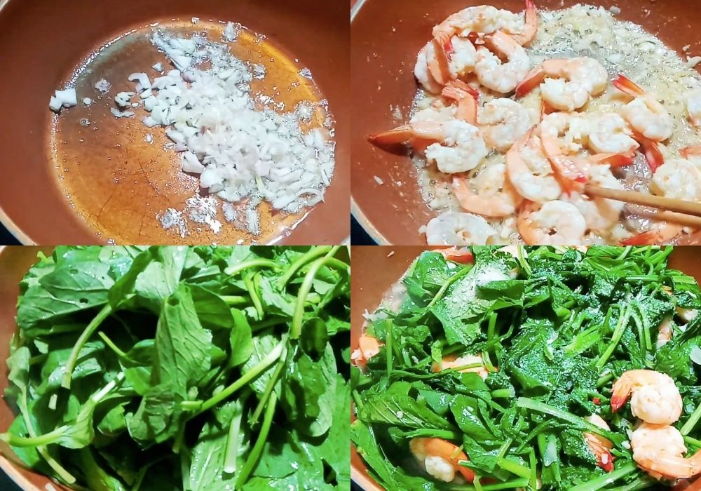Xào tôm và cải ngọt