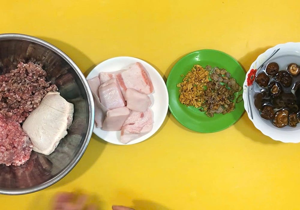 Nguyên liệu làm chả bỏ đùm
