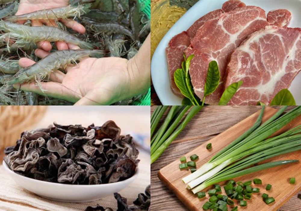 Nguyên liệu làm chả giò tôm thịt