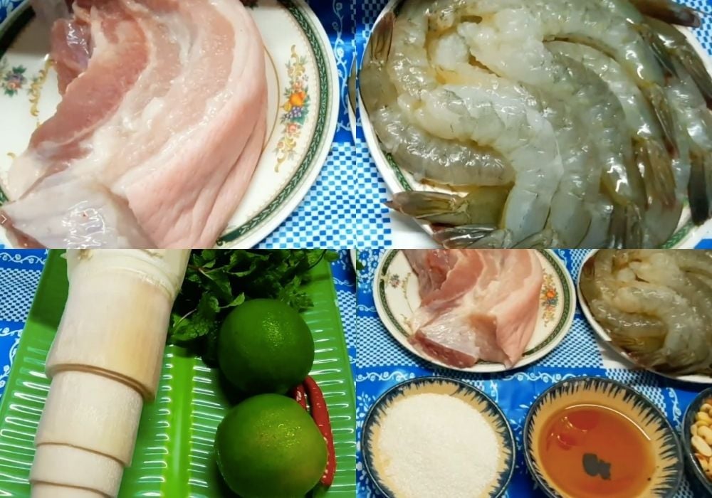 Nguyên liệu làm gỏi măng tôm thịt