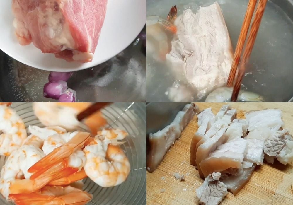 Luộc tôm và thịt