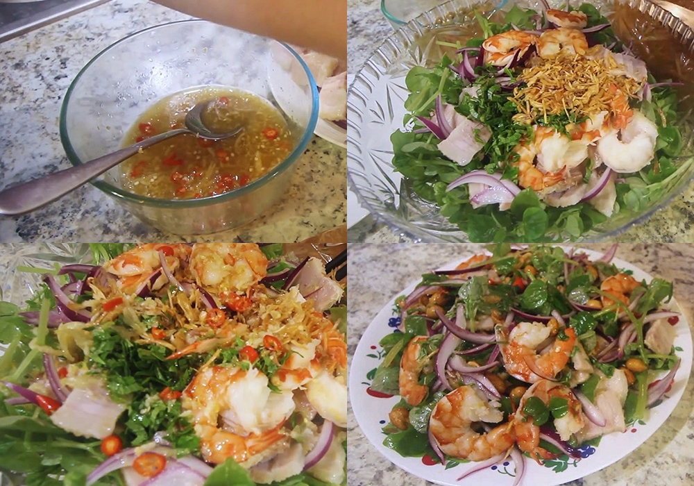 Các bước làm gỏi vả tôm thịt