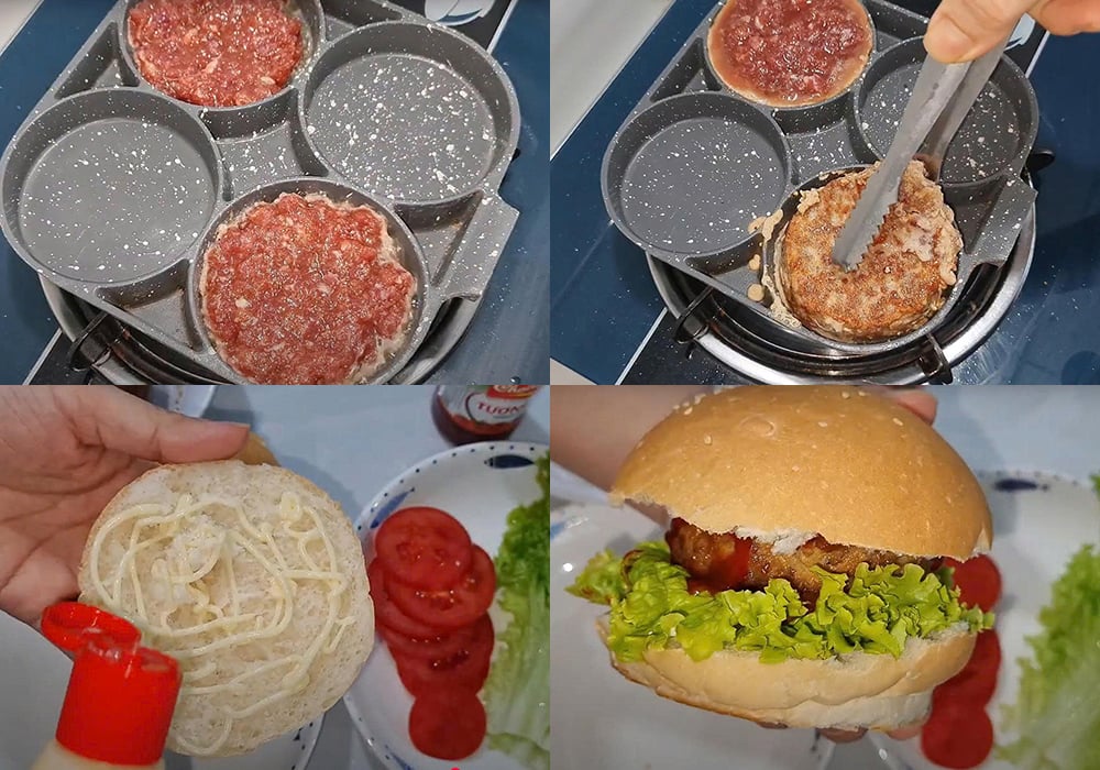 Các bước làm hamburger bò