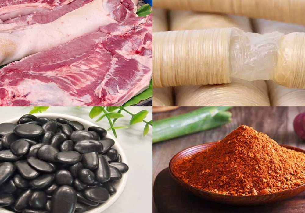 Nguyên liệu làm lạp xưởng nướng đá