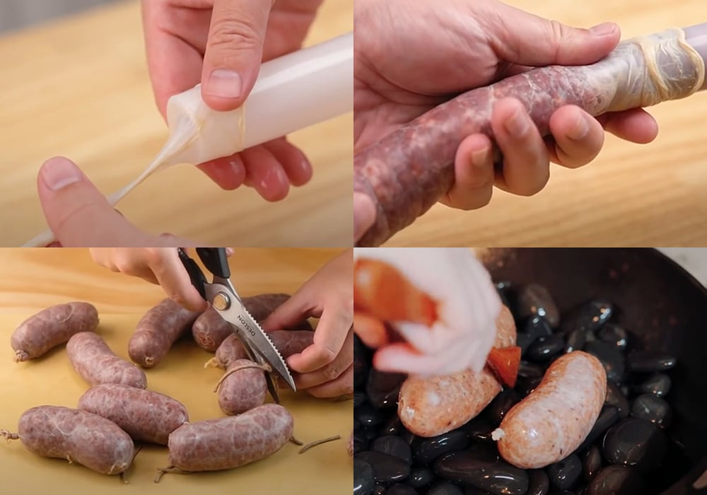 Các bước làm lạp xưởng nướng đá