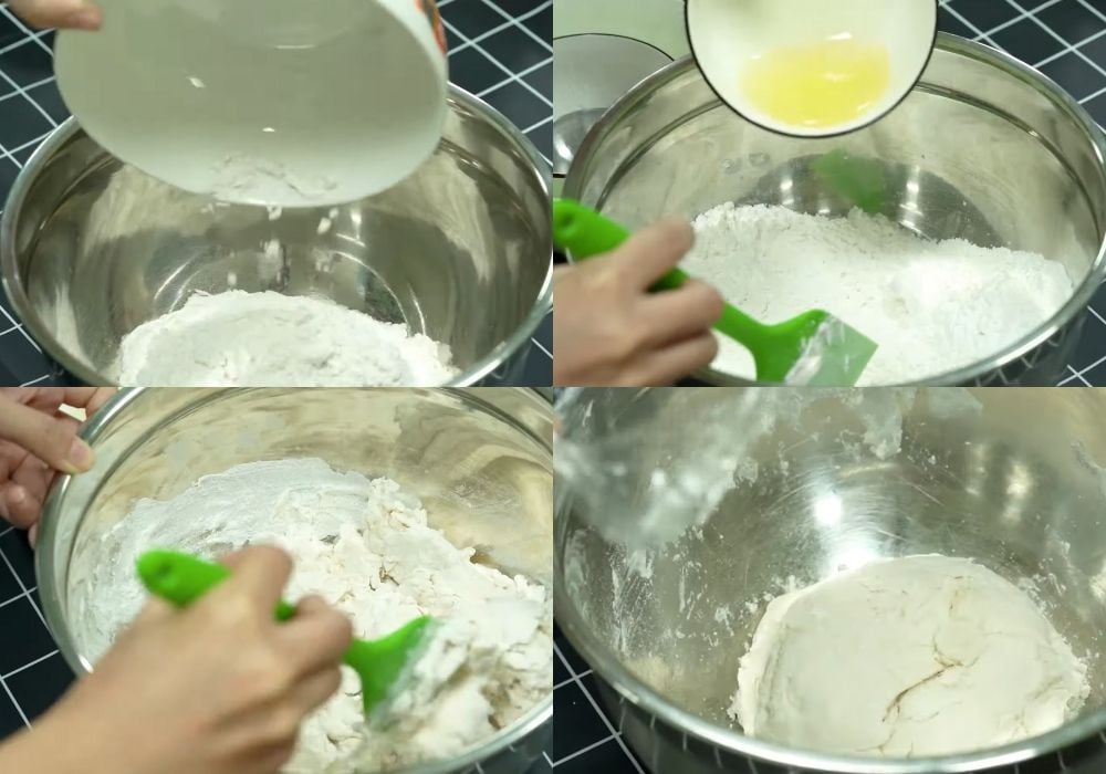 Trộn bột bánh