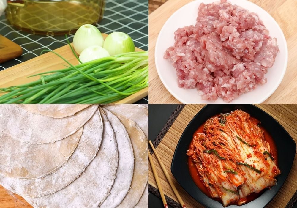 Nguyên liệu làm bánh mandu kim chi