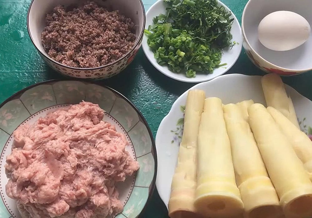 Nguyên liệu làm măng nhồi thịt