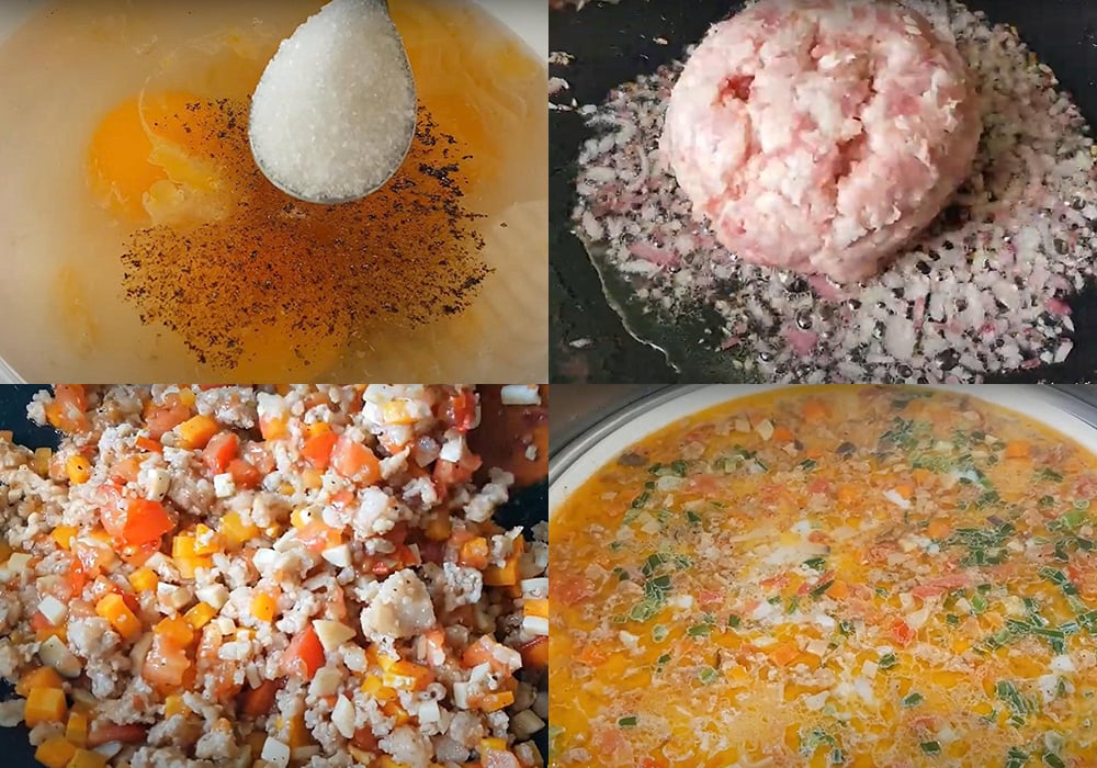 Các bước làm trứng hấp thịt băm