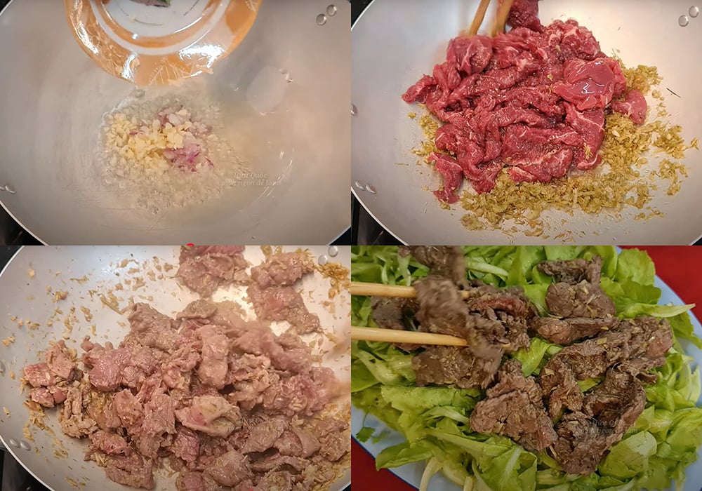 Sơ chế các nguyên liệu  Các bước làm salad thịt bò kiểu Thái