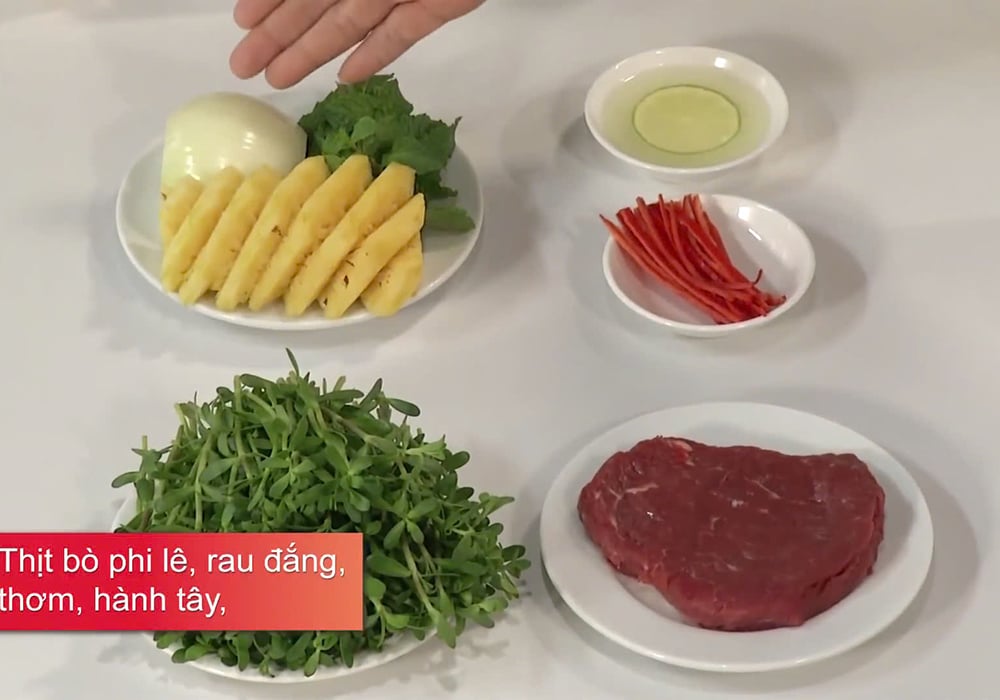 Nguyên liệu làm salad bò rau đắng