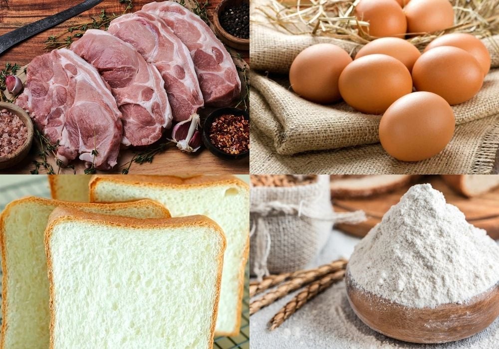 Nguyên liệu làm sandwich thịt heo chiên xù