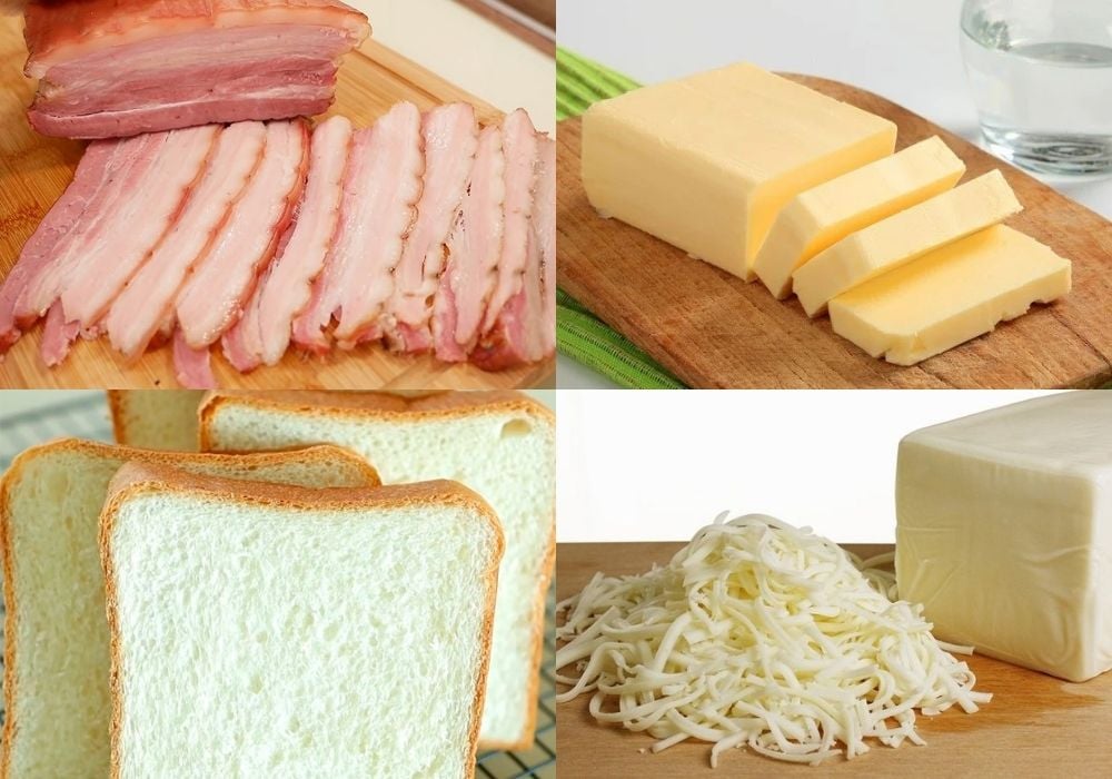 Nguyên liệu làm sandwich thịt heo xông khói