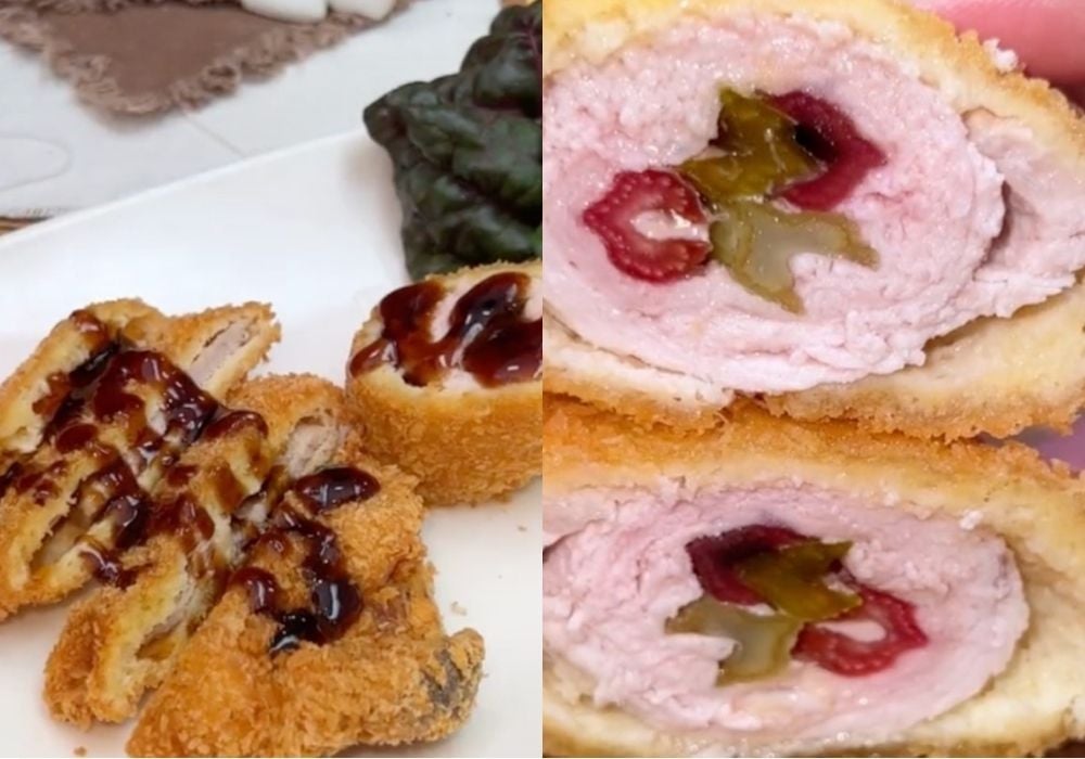 Sườn cốt lết chiên xù cuộn cải cầu vồng