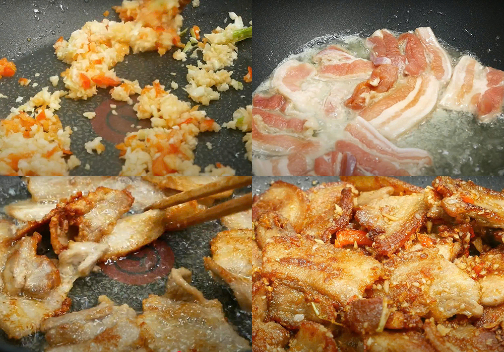 Các bước làm thịt heo chiên tỏi ớt