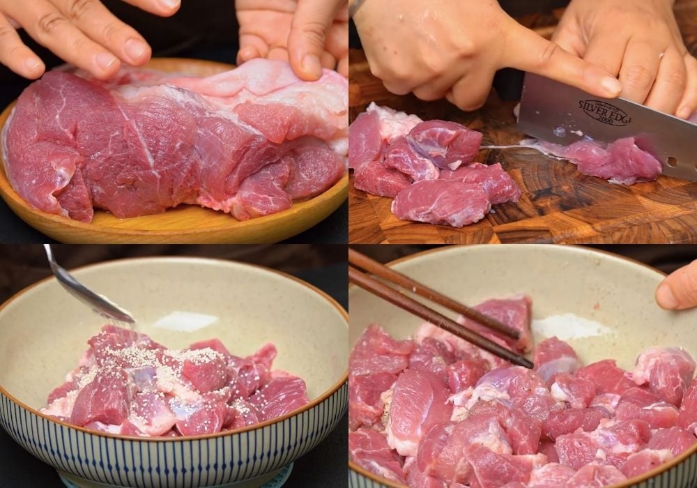Sơ chế và ướp thịt đùi heo