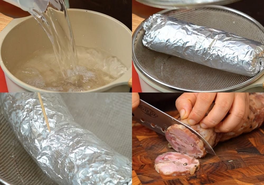 Gói và hấp thịt nguội