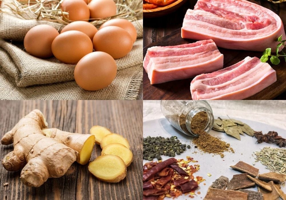 Nguyên liệu làm trứng cuộn thịt