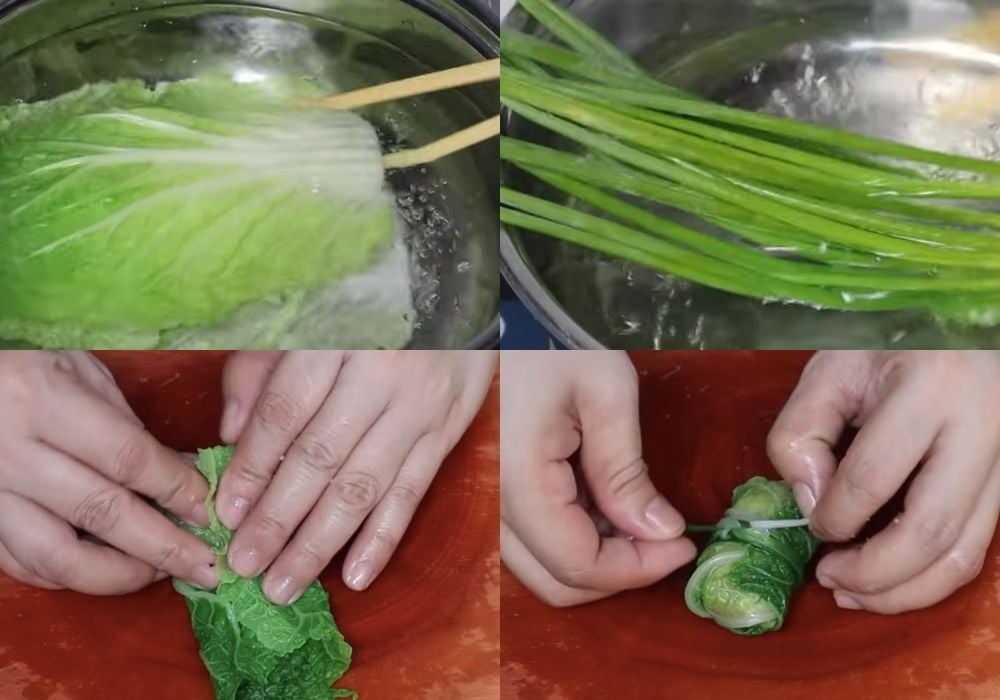 Cuốn bắp cải với thịt băm