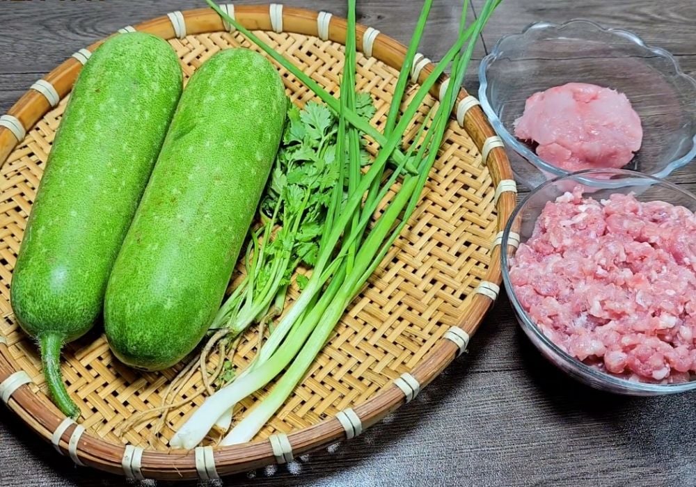 Nguyên liệu làm canh bí đao nhồi thịt